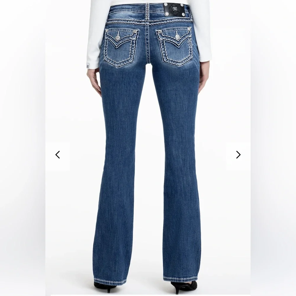 Miss Me Jeans - Cleo Stitched Bootcut - medium blue factory faded Y2K - Picture 2 of 15